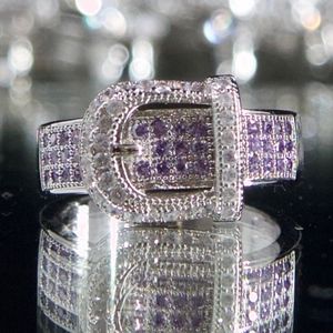 925 Silver Gold Dipped PurpleBuckle Ring